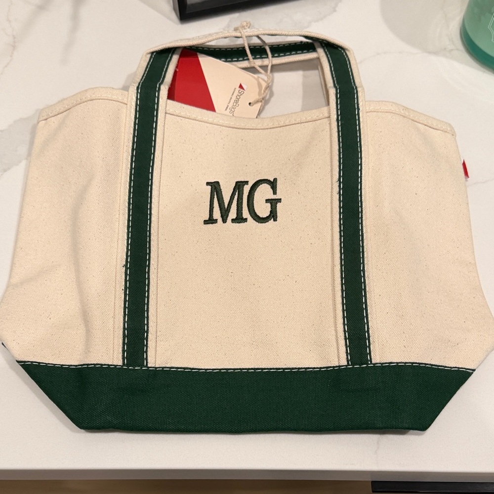 Canvas Tote Bag with Green Trim - MG